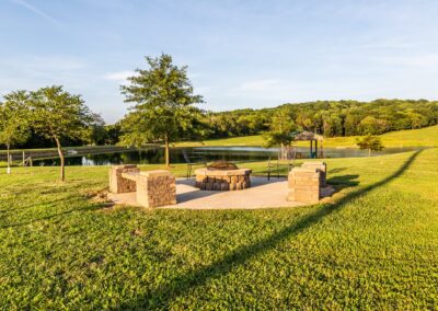 fire pit and scenery at pinnon lake cabins